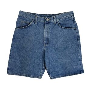 SOLD Vintage Wrangler Denim Jean Shorts Jorts Size 34 Inseam 8” Blue 90s